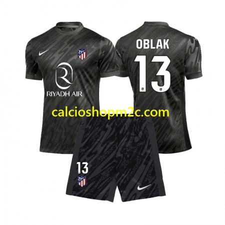 Atlético Madrid Jan Oblak 13 Portiere Bambino Maglia Prima 2024/2025 Manica Corta